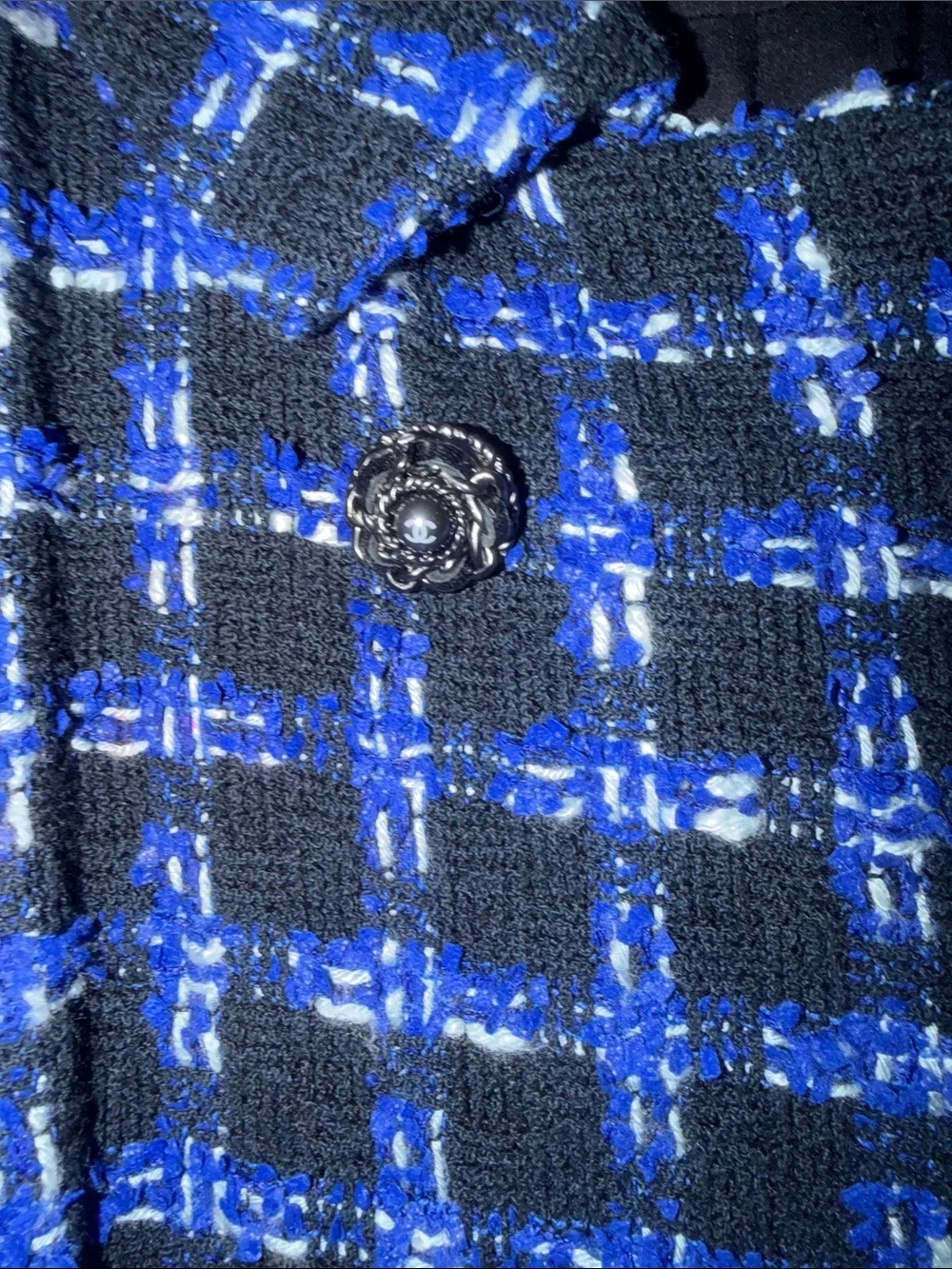 CHANEL Blue & Black Tweed Double-Breasted Jacket